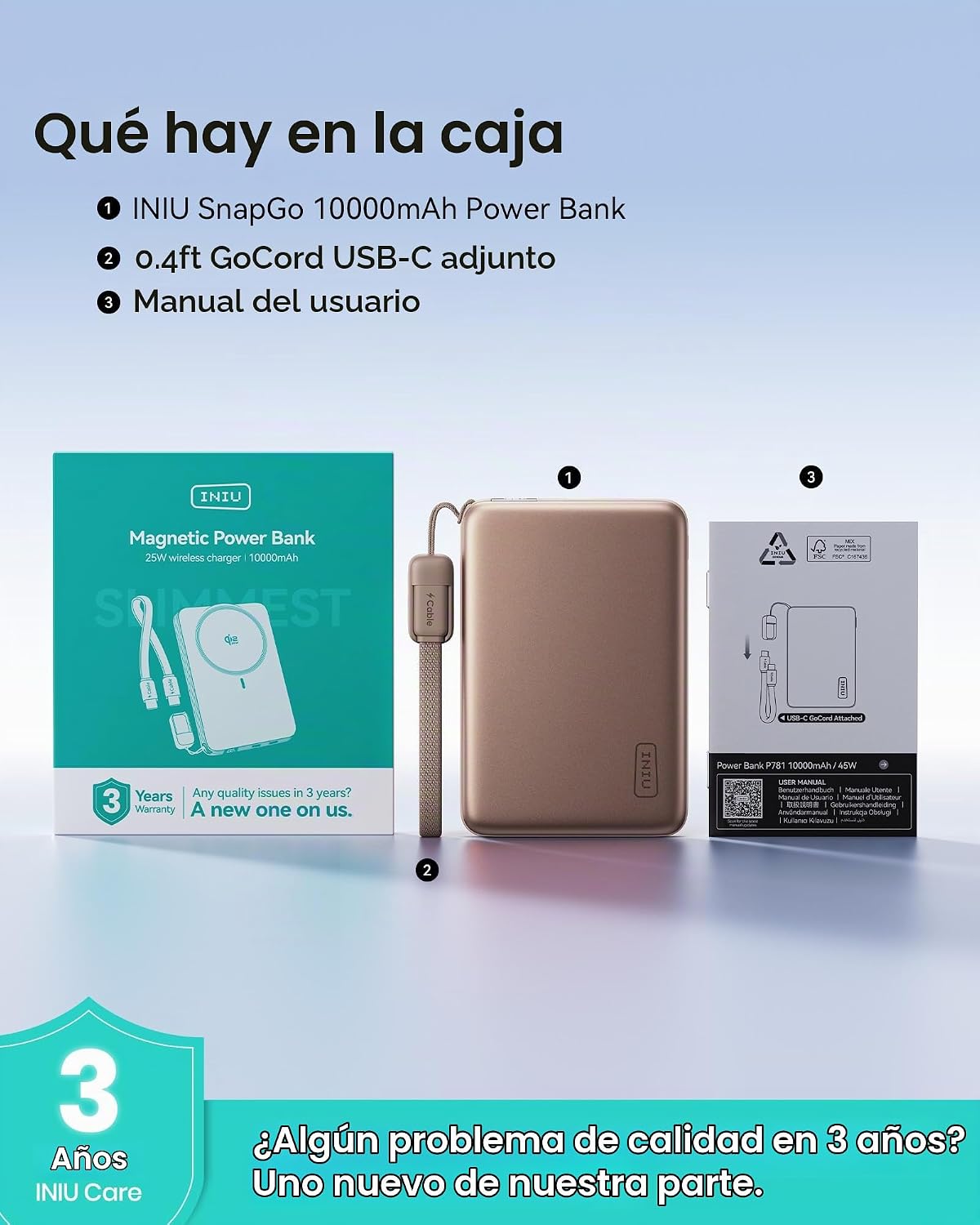 INIU Banco de energía más delgado para MagSafe, 10000 mAh Qi2.2 cer...