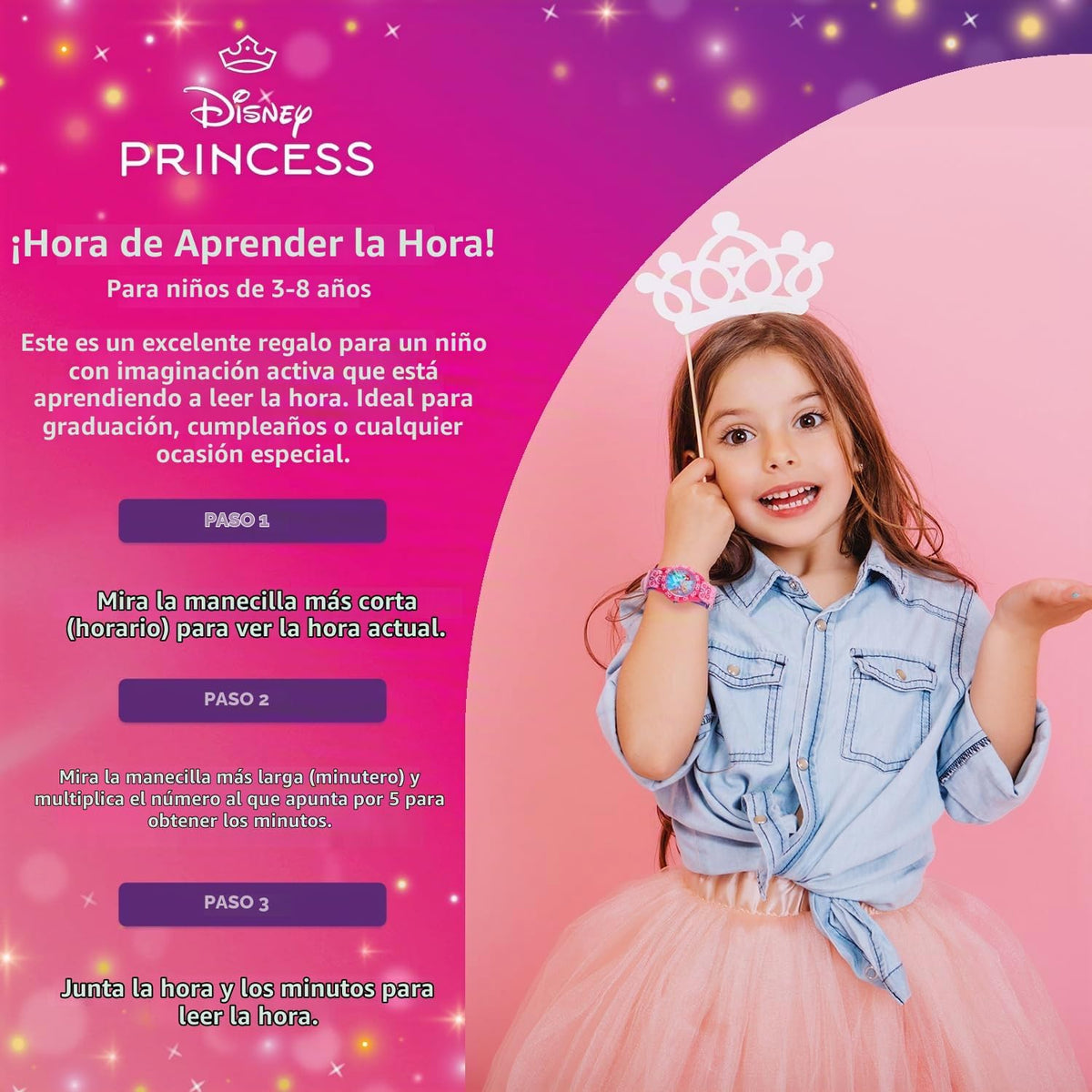 Reloj de princesas de Disney para niñas \u2013 para niños\u2019 Rel...