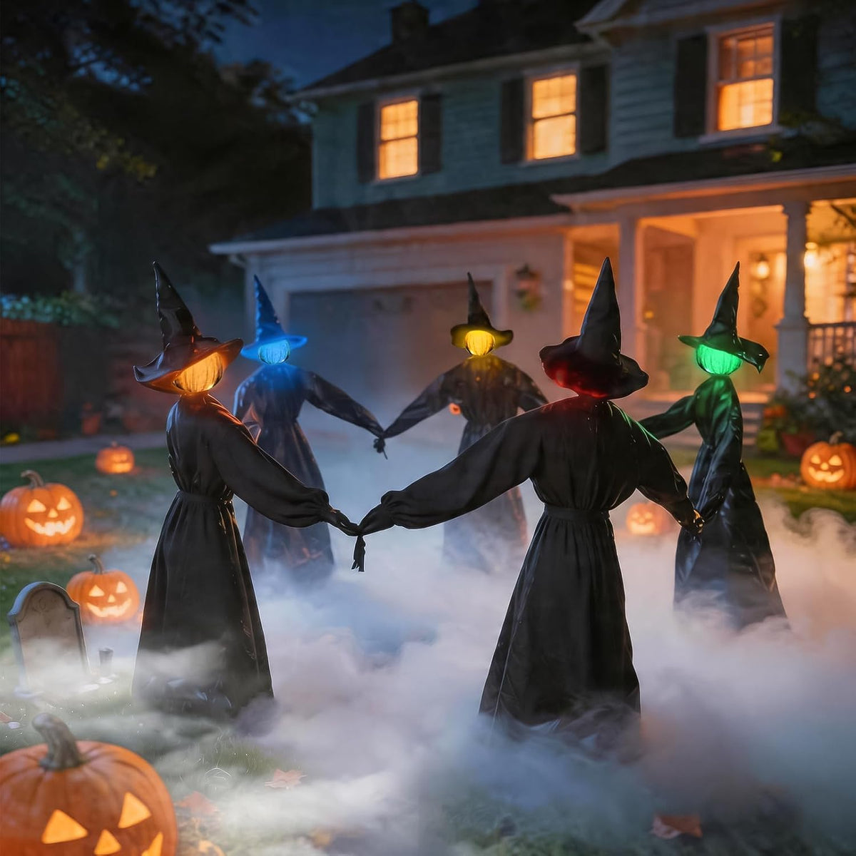 Decoraciones de Halloween para exteriores, paquete de 5 brujas de 4...