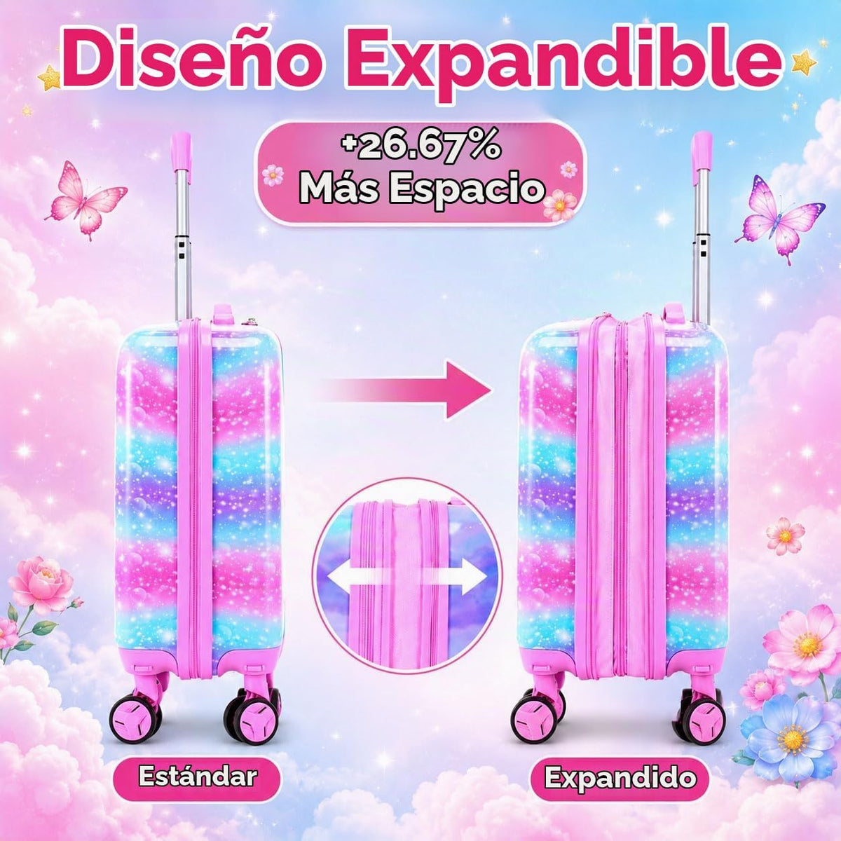 Equipaje para niños, juego de 2 piezas con ruedas giratorias de 360...