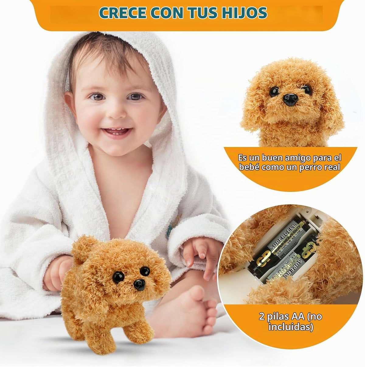 KSABVAIA Juguete de Peluche Cachorro Electrónico Interactivo - Cami...