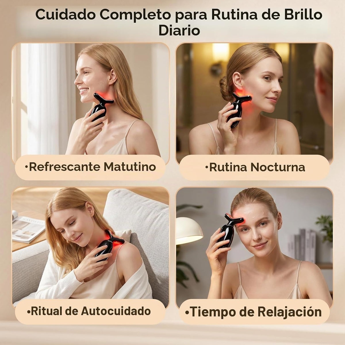 Dispositivo de belleza facial de microcorriente, terapia de luz roj...