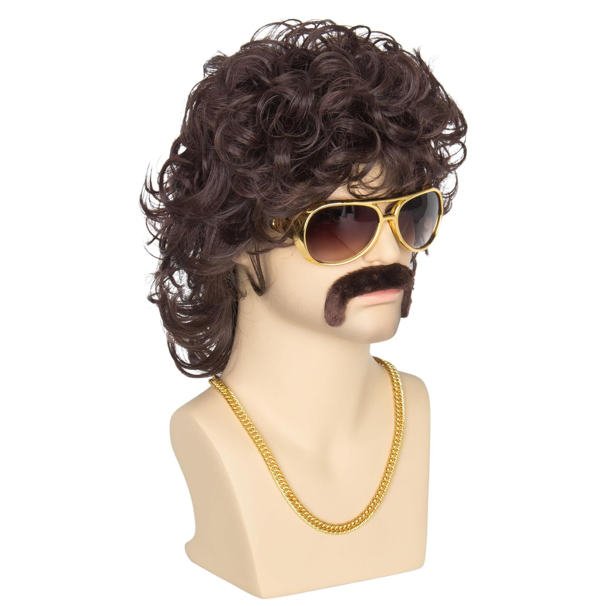 Miss U Hair - Peluca de discoteca marrón de los años 70 con gafas,...