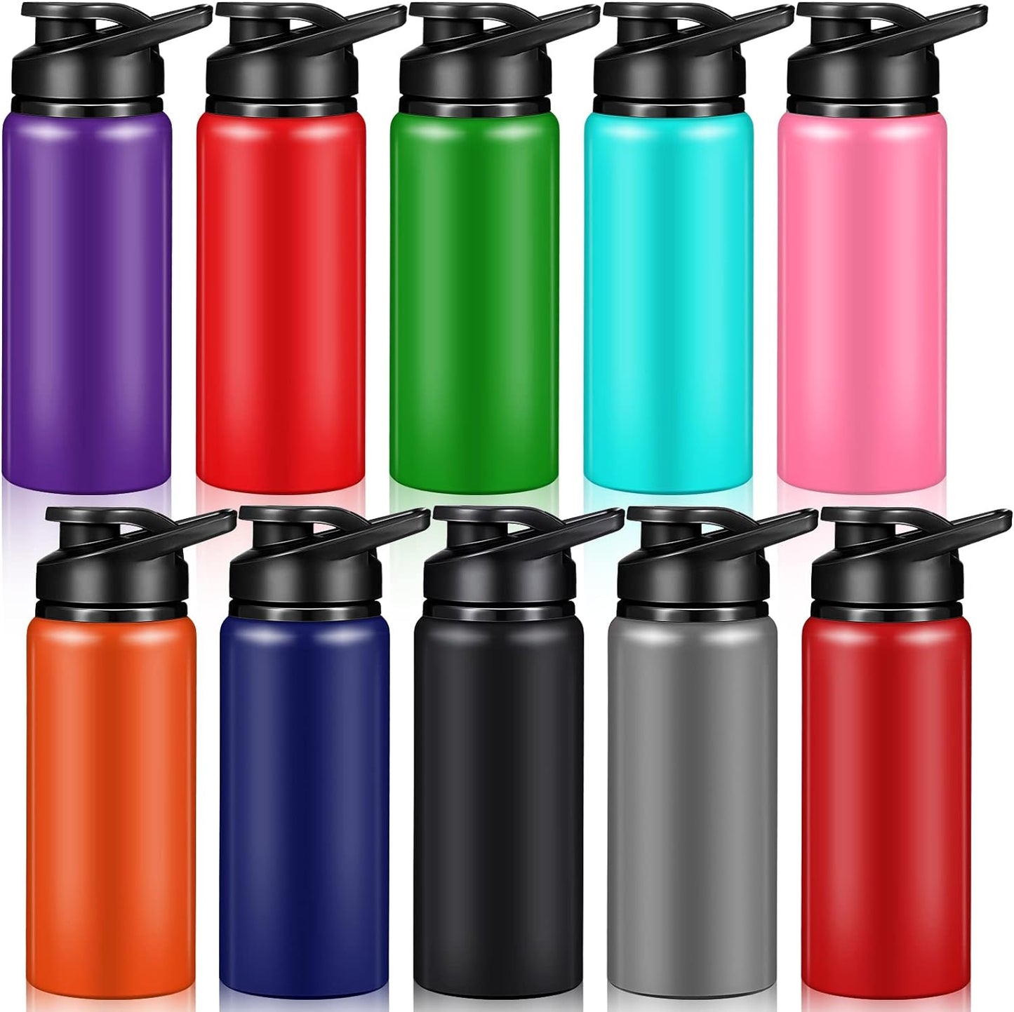 Mimorou - 10 botellas de agua de aluminio de 20 onzas a granel, mul...