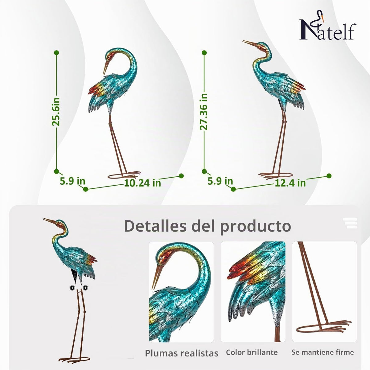 Natelf Estatuas de grúa para decoración de jardín, esculturas de ga...