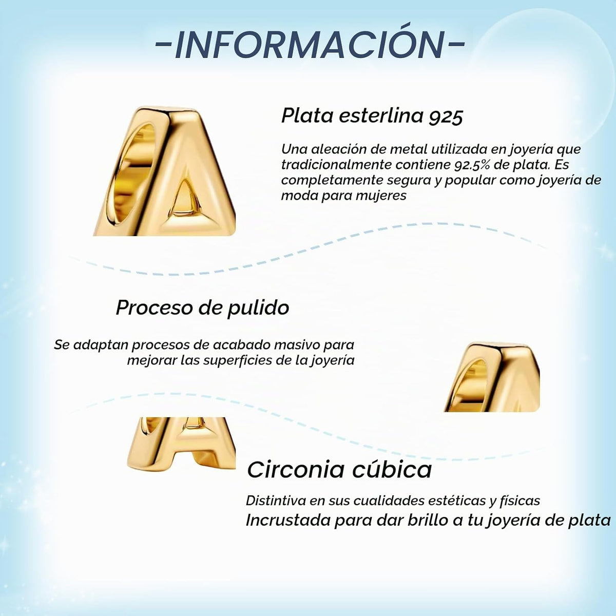 YUMINN Dijes dorados de la A a la Z para pulseras de plata esterlin...