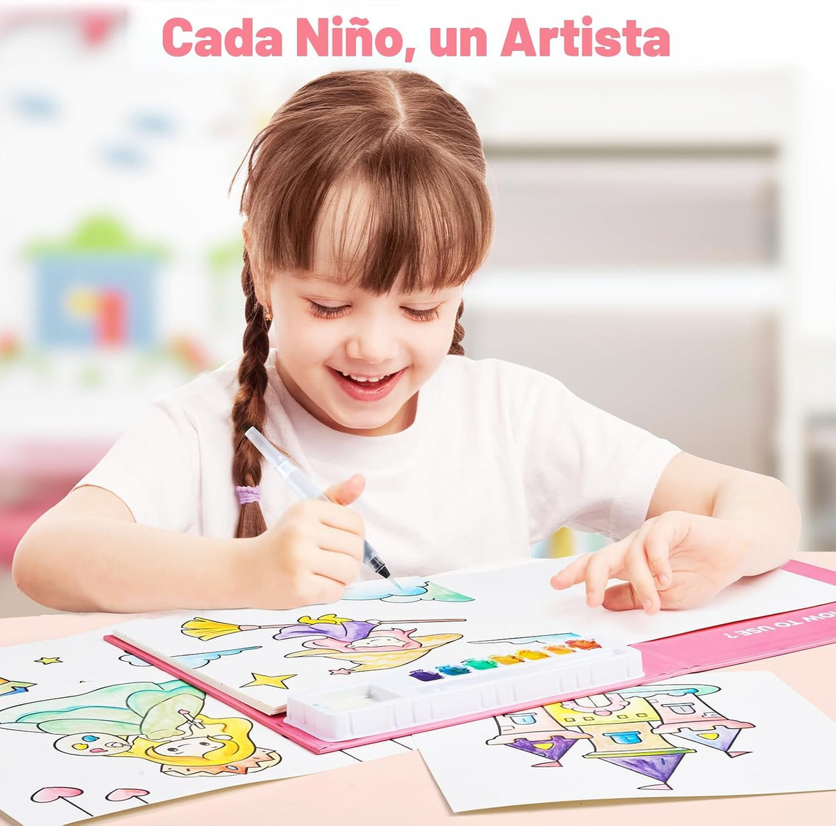 JoyCat Libros para colorear con agua para niños pequeños (poni mági...