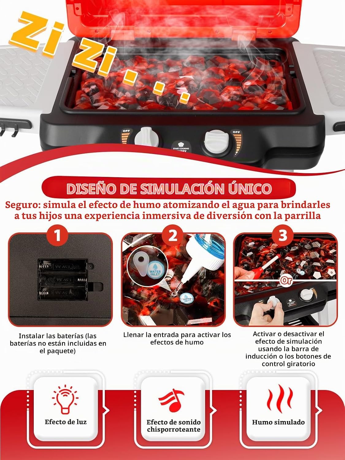 Juguete de cocina para niños, juego de parrilla para barbacoa, jugu...