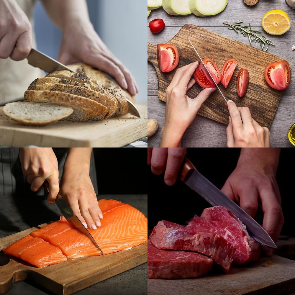 MEIFLOLU - Juego de 7 cuchillos de cocina, cuchillos de chef profes...