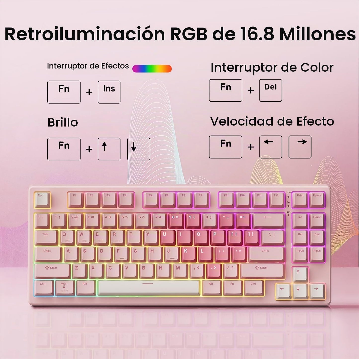 Kisnt Teclado mecánico inalámbrico KN85, diseño del 75%, Bluetooth\...