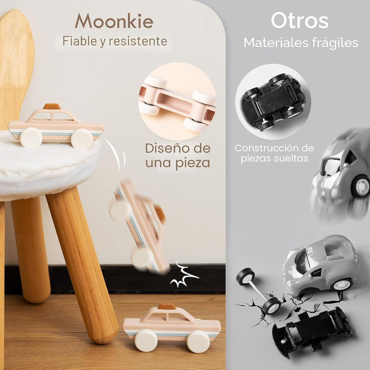 Moonkie coches de juguete de silicona de grado alimenticio para niñ...