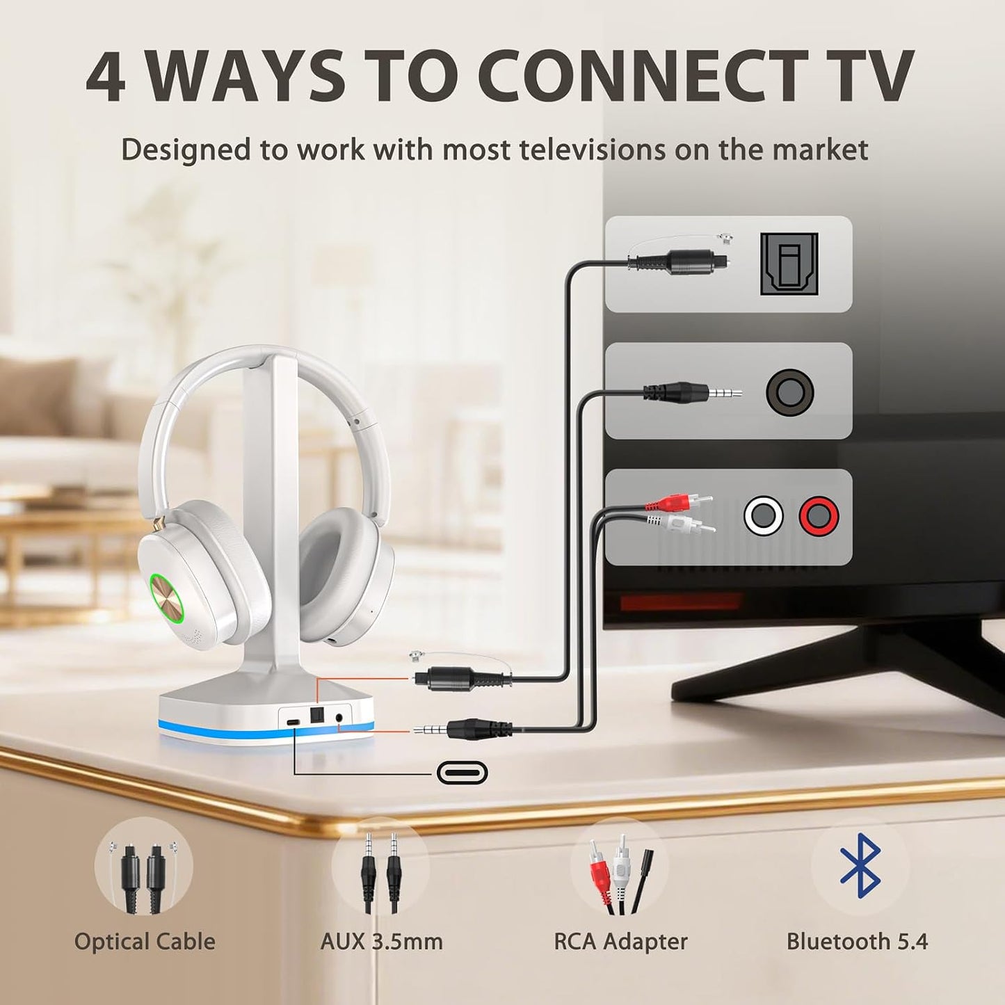 Earbay Auriculares inalámbricos para ver televisión, auriculares Bl...