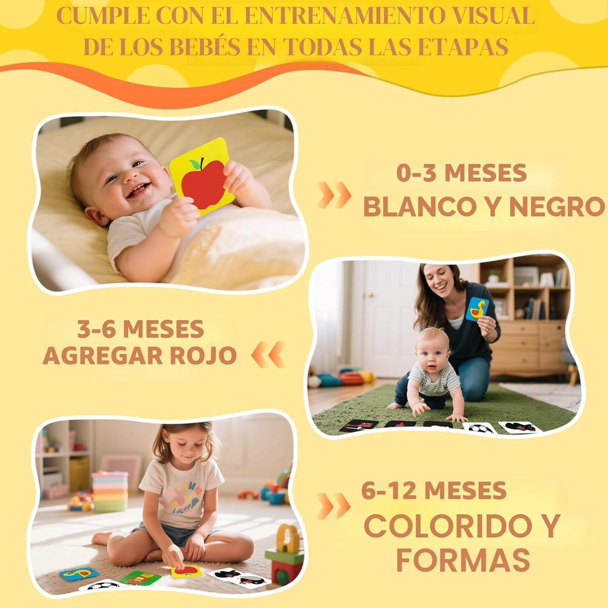 Tarjetas de memoria para bebés de alto contraste con libros de espe...