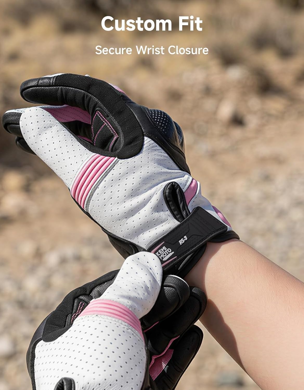 KEMIMOTO Guantes de motocicleta de piel de oveja para mujer, guante...