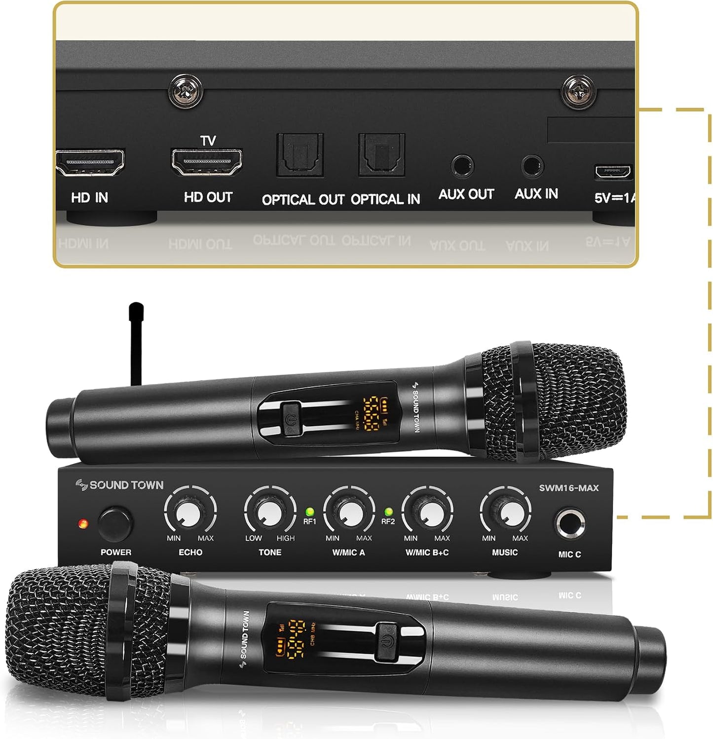 Sound Town Sistema mezclador de karaoke con micrófono inalámbrico c...