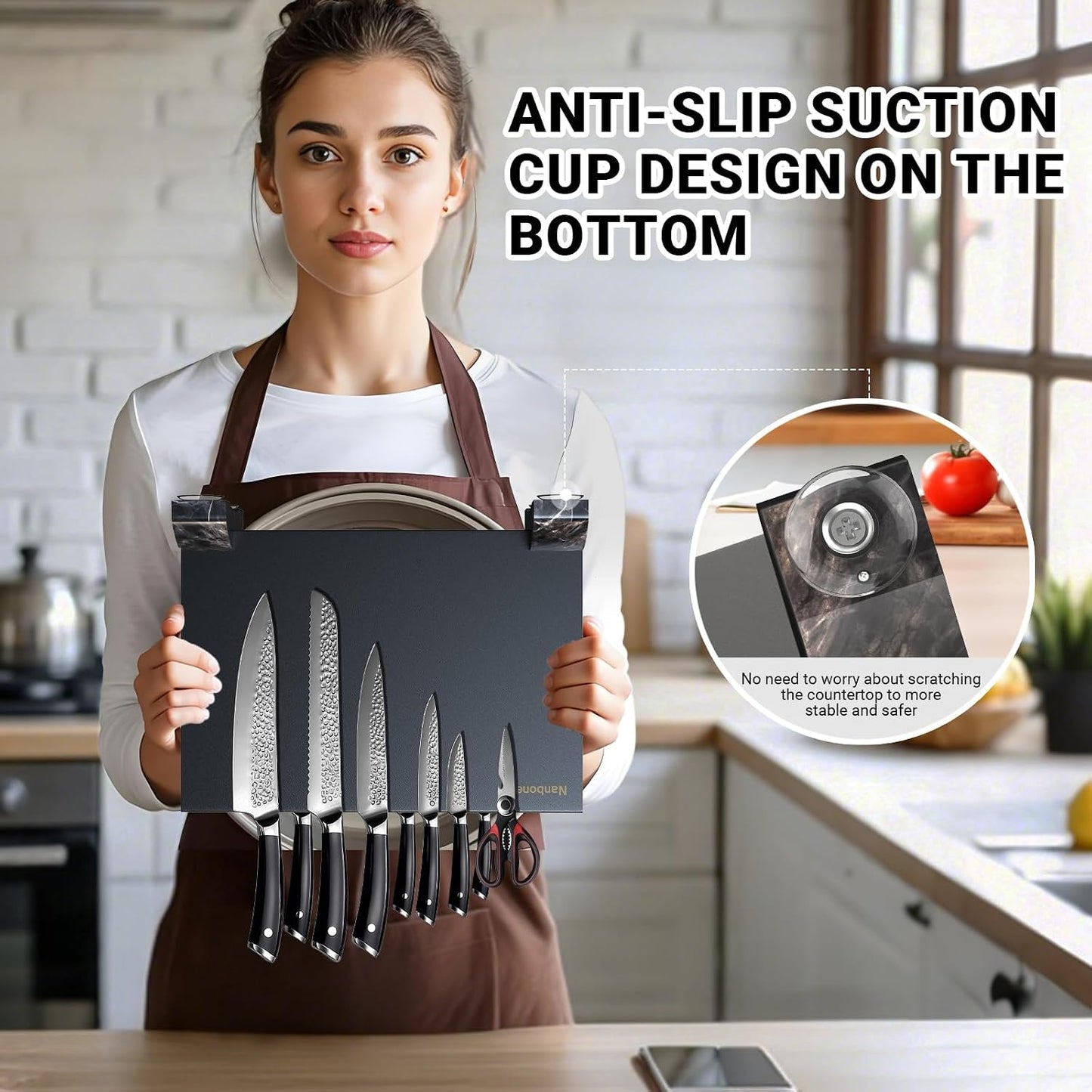 Nanbone Bloque Magnético para Cuchillos Sin Cuchillos, Soporte Magn...