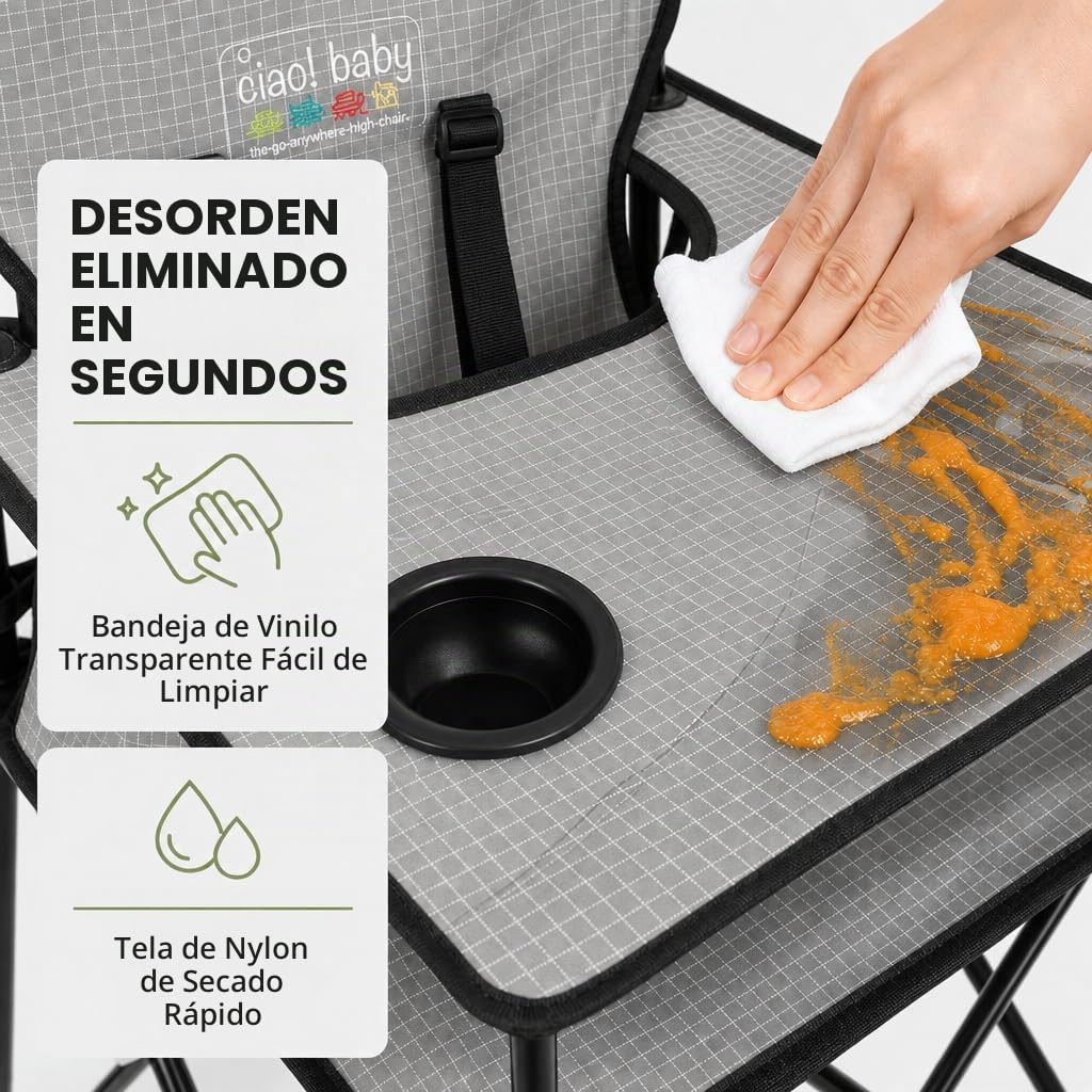 ciao! baby Silla alta portátil para bebés y niños pequeños, silla d...
