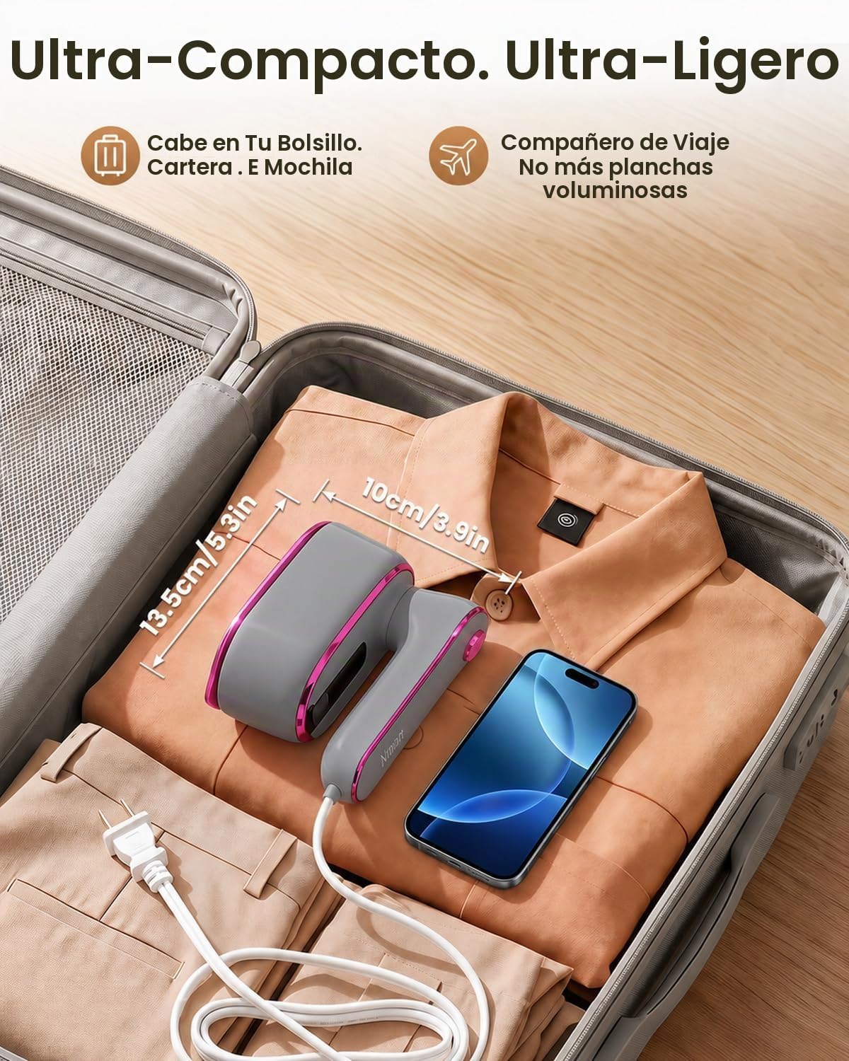 Vaporizador de hierro para ropa, vaporizador de ropa de viaje con m...