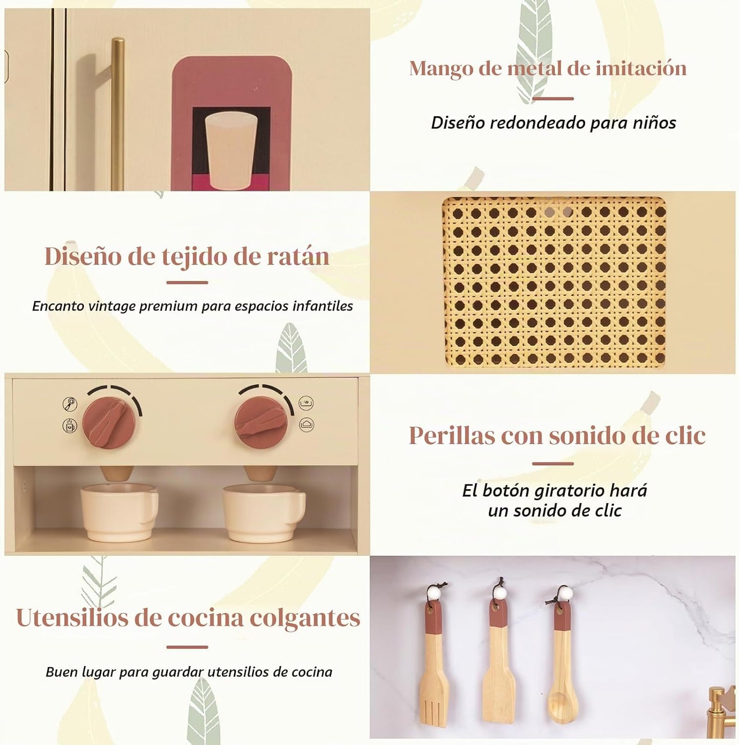 WoodenEdu Juego de cocina de madera para niños de 3 años, juego de...