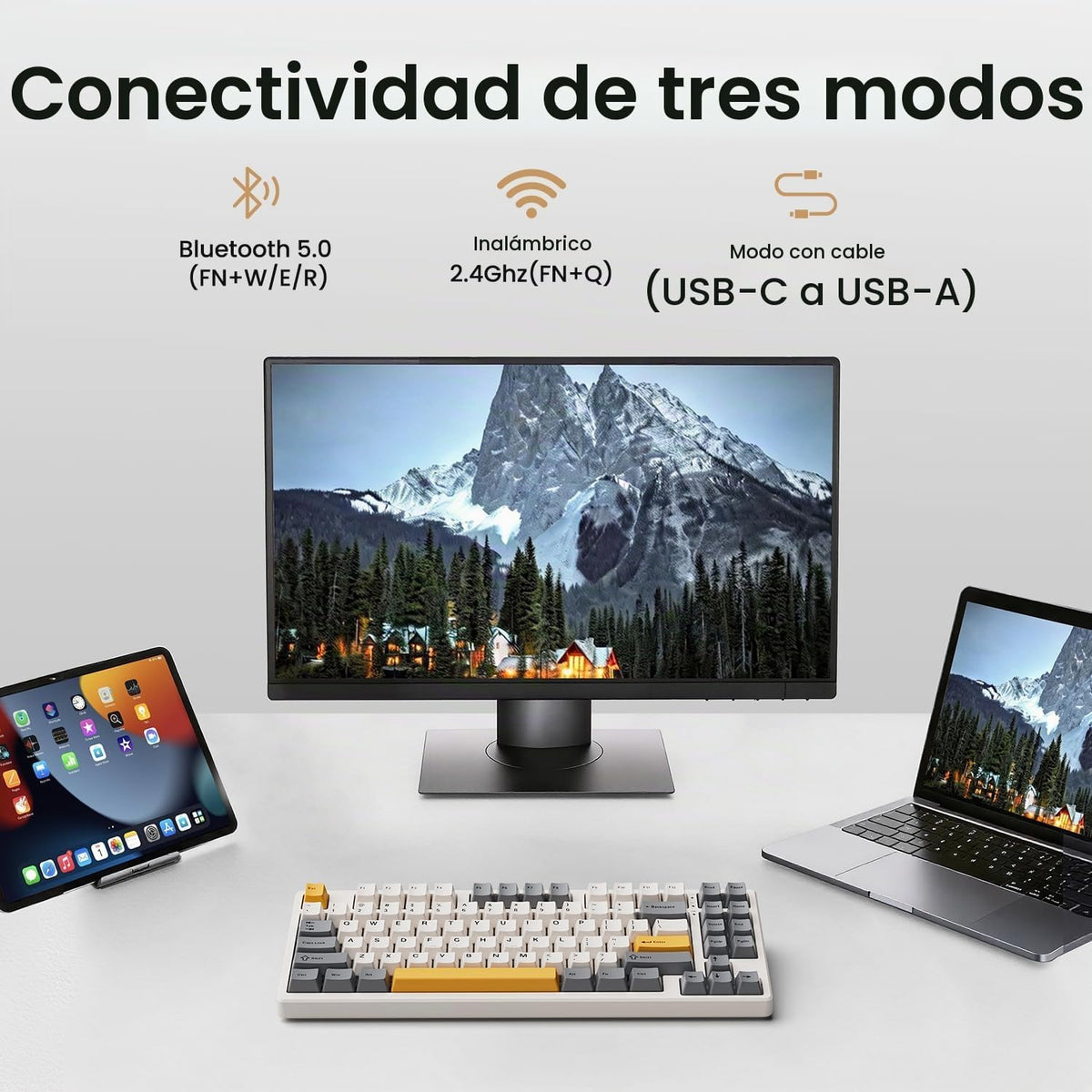 Kisnt Teclado mecánico inalámbrico, con junta montada con sonido cr...