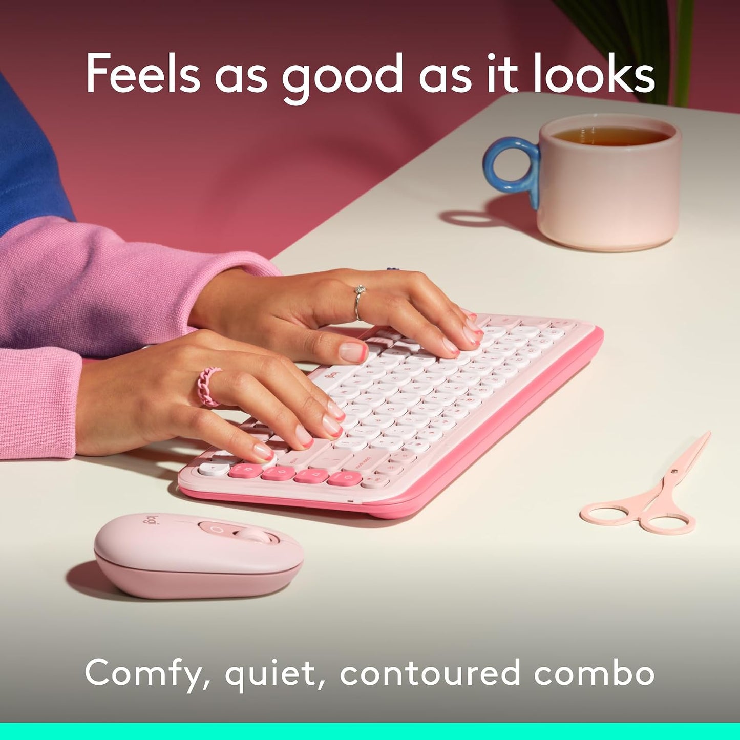 Logitech Combo de teclado y mouse Bluetooth inalámbricos POP ICON -...