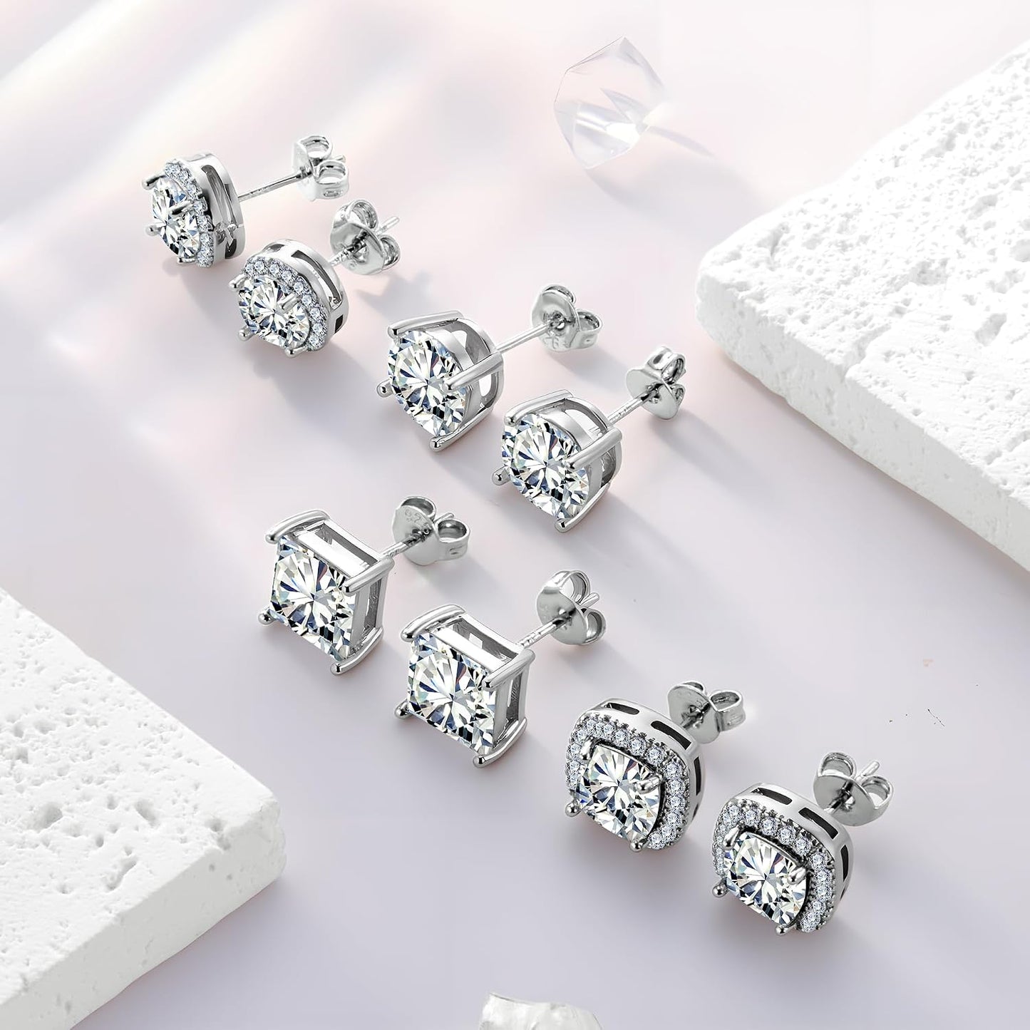 ALEXCRAFT Aretes de tuerca de plata de ley para mujeres y niñas, ci...