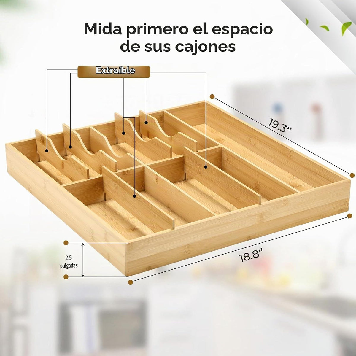 Fabsome Organizador de cubiertos para cajones de cocina, bandeja de...