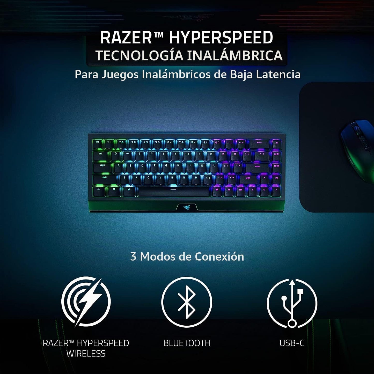 Razer BlackWidow V3 Mini Teclado mecánico inalámbrico para juegos |...