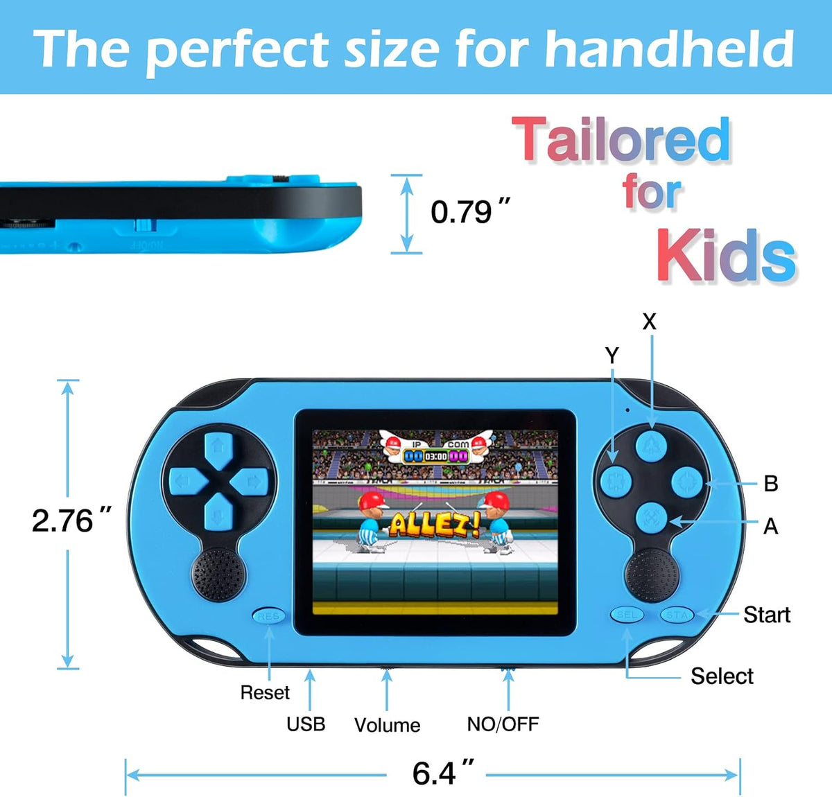 TaddToy Juego de mano de 16 bits para niños y adultos, pantalla gra...