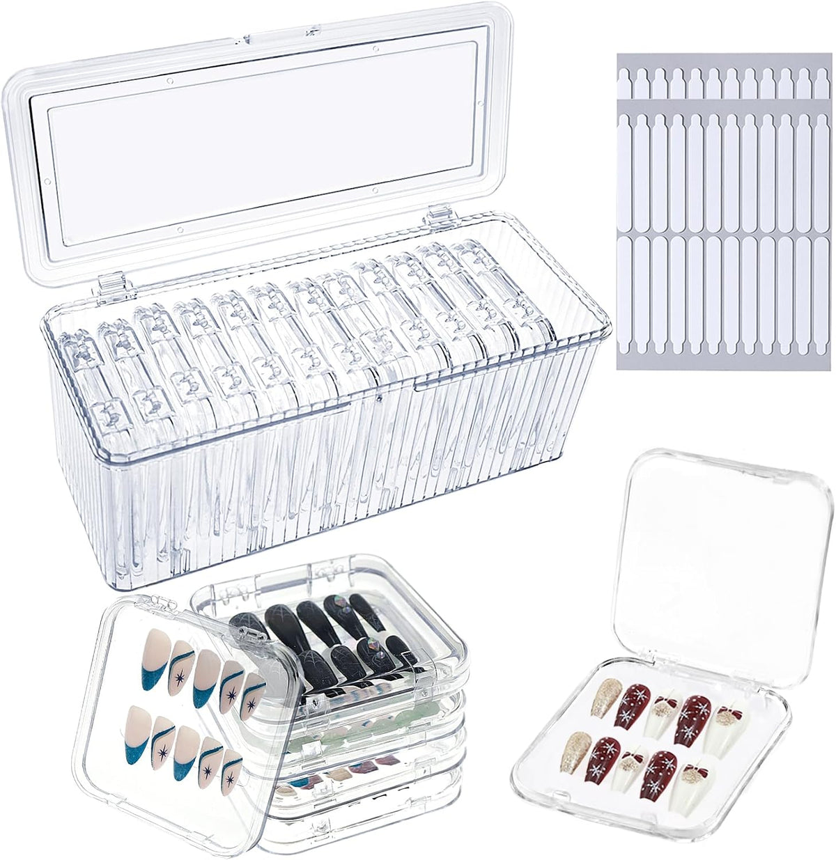 Oskrieel Caja de almacenamiento de uñas a presión, 12 piezas, caja...