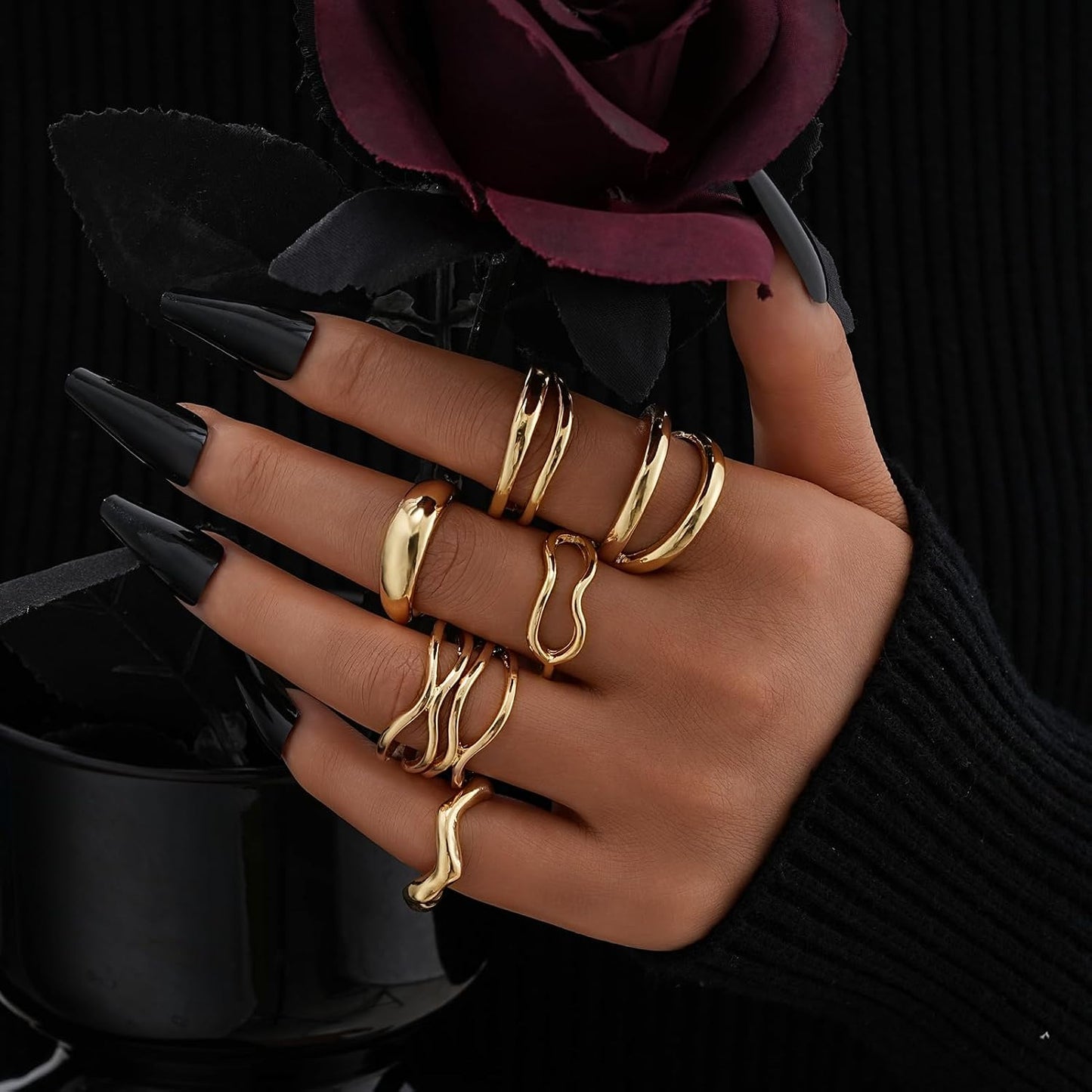 FAXHION Juego de 25 anillos apilables de oro para mujer, anillo de...