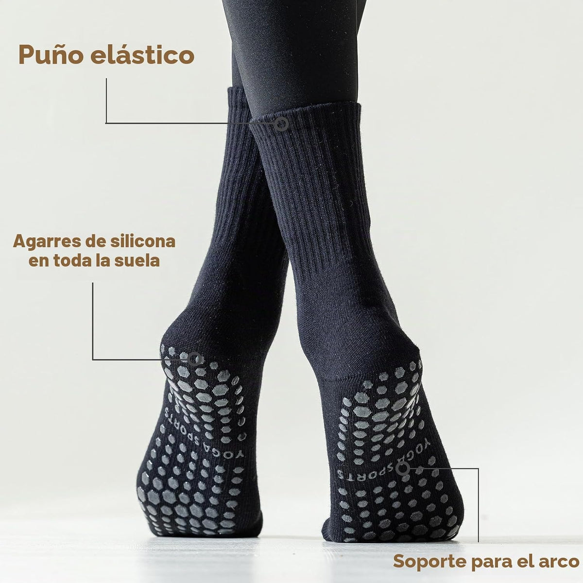 BONANGEL Calcetines de pilates con agarre para mujer, 3 pares de ca...