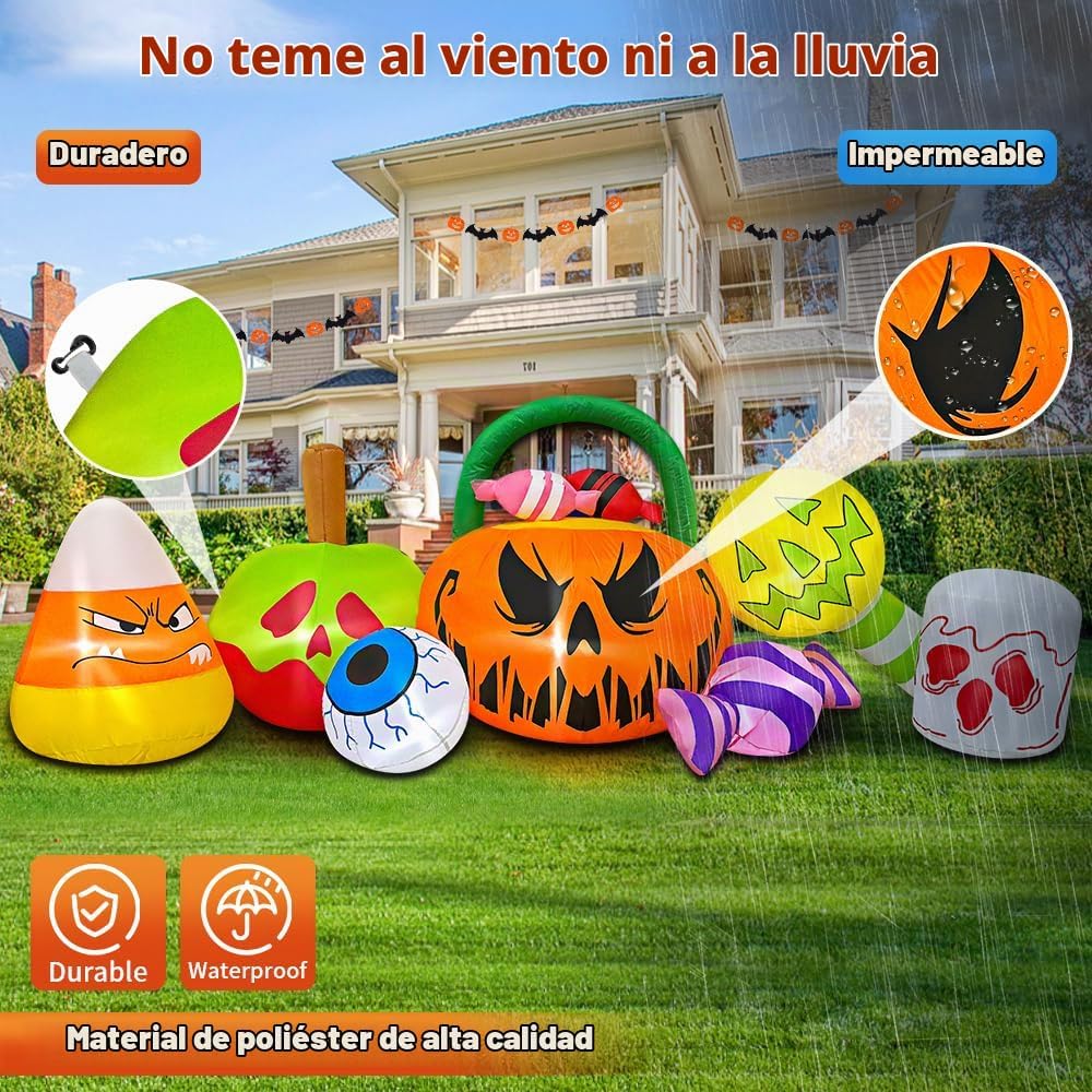 Decoración inflable de Halloween de 10 pies para exteriores, calaba...