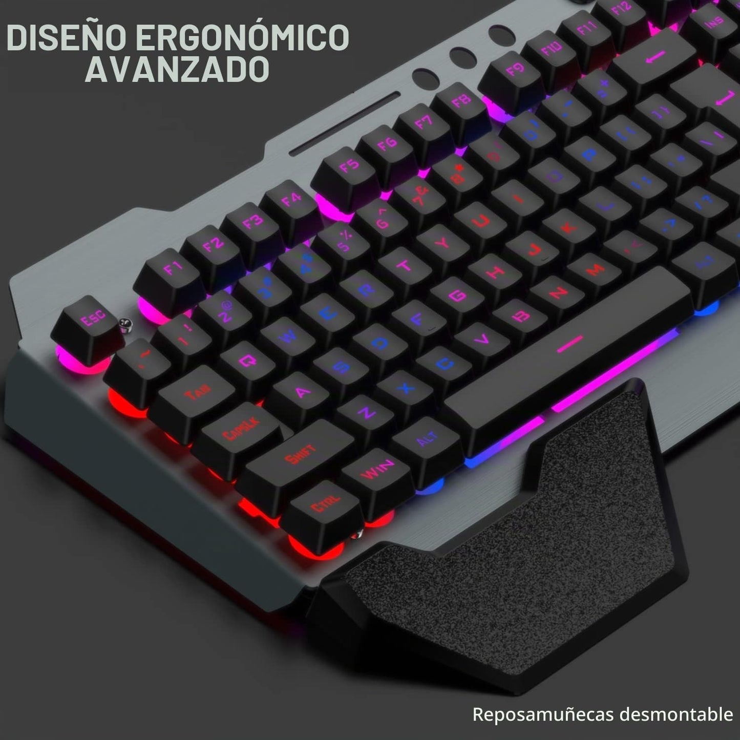 Combo de teclado y mouse inalámbricos para juegos, teclado con retr...