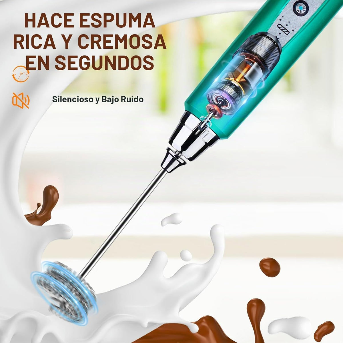 YUSWKO Varita espumadora de leche de mano para café, batidor eléctr...