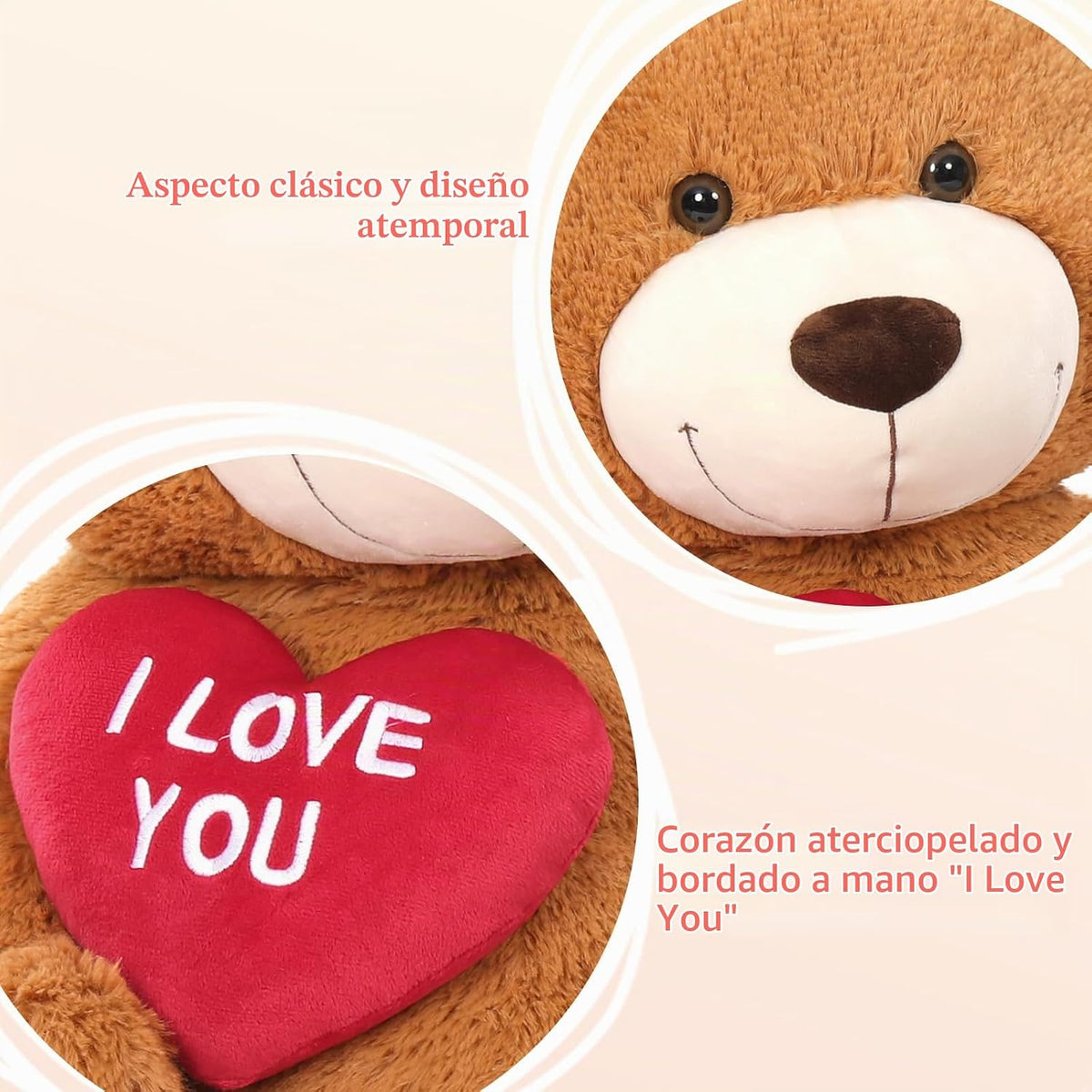 BENINY Oso de Peluche Gigante de 1.52 m con Corazón, Oso de Peluche...