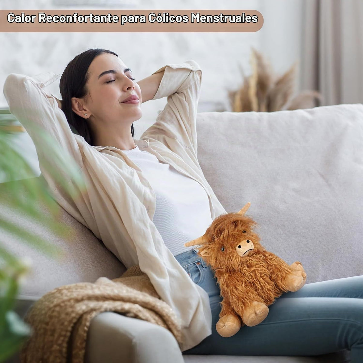 SuzziPals 2 Piezas de Peluche de Vaca Highland Calentable y Enfriab...