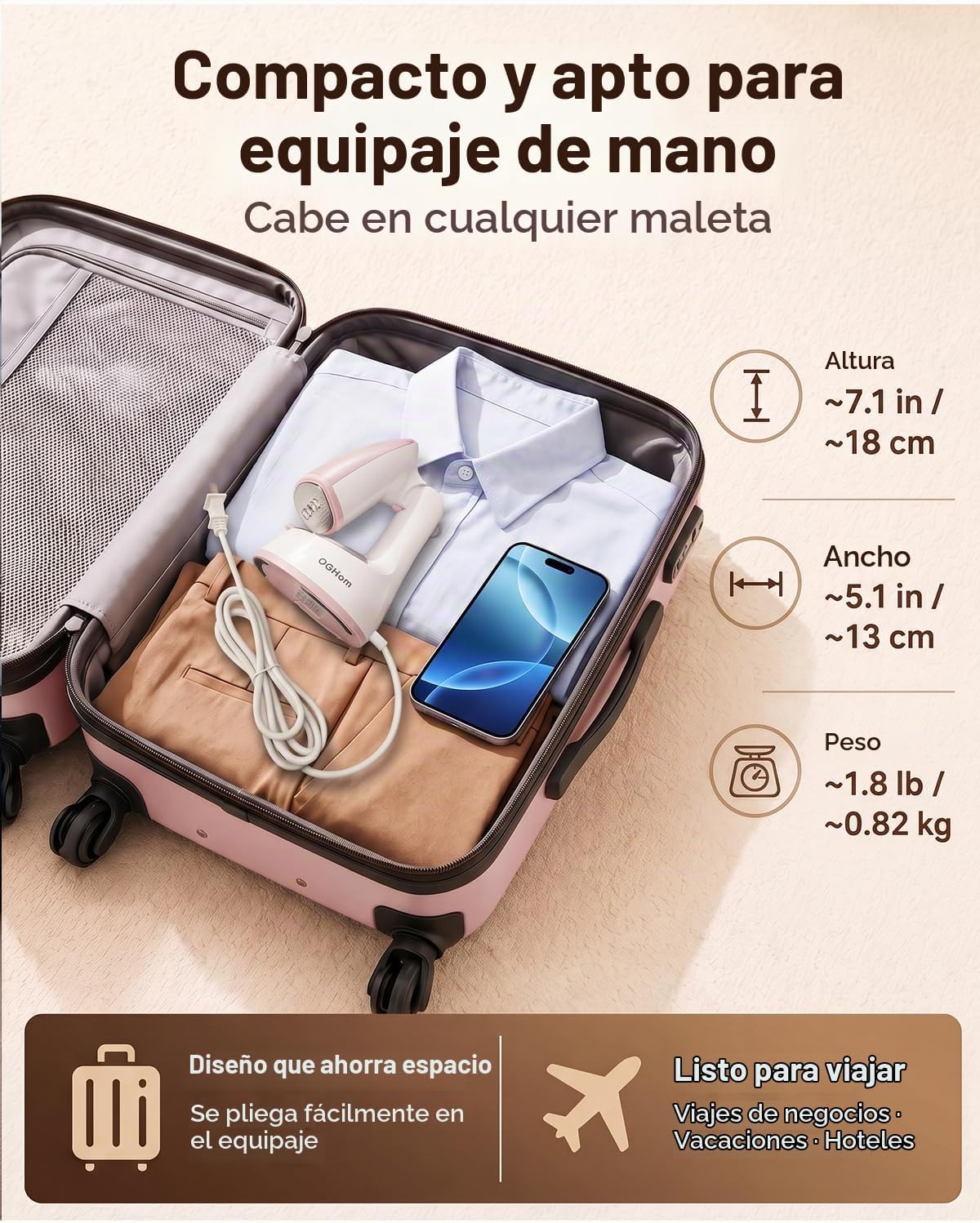 Vaporizador de ropa portátil, vaporizador de ropa de mano de 1000 W...