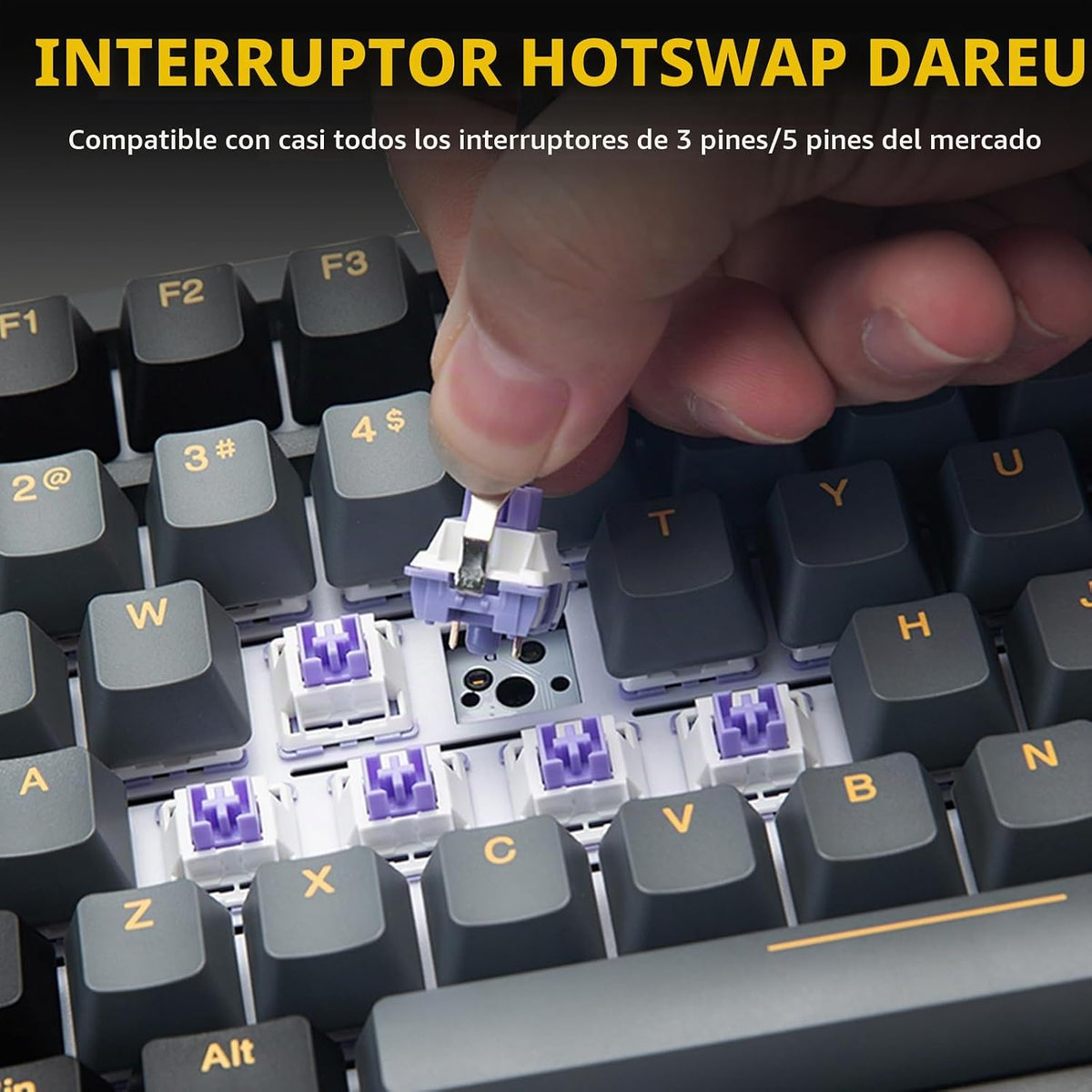 DAREU Teclado mecánico inalámbrico para juegos EK75PRO 75% con peri...