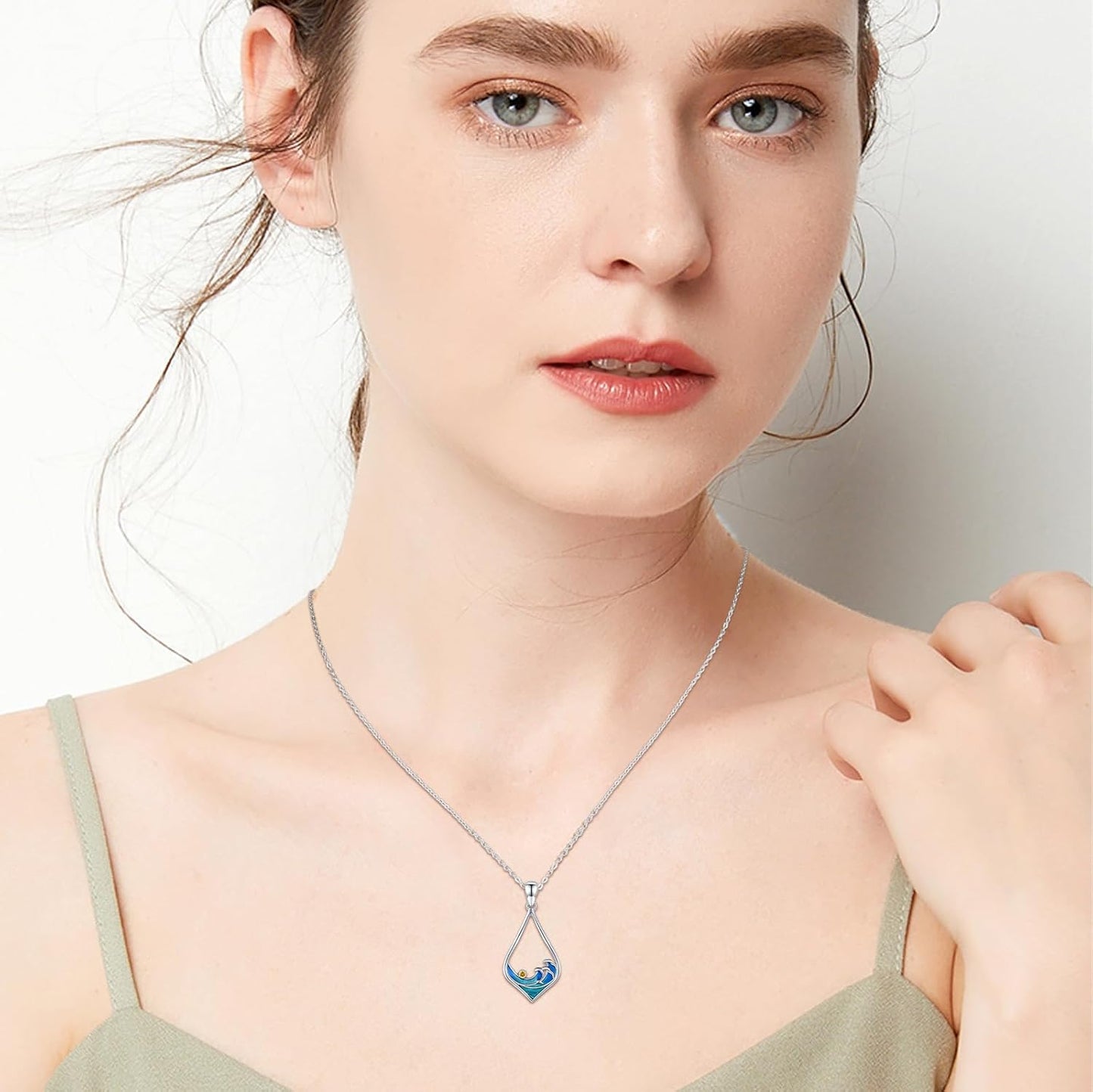 Twoowl Collar con dije de playa de plata de ley 925 con diseño de o...