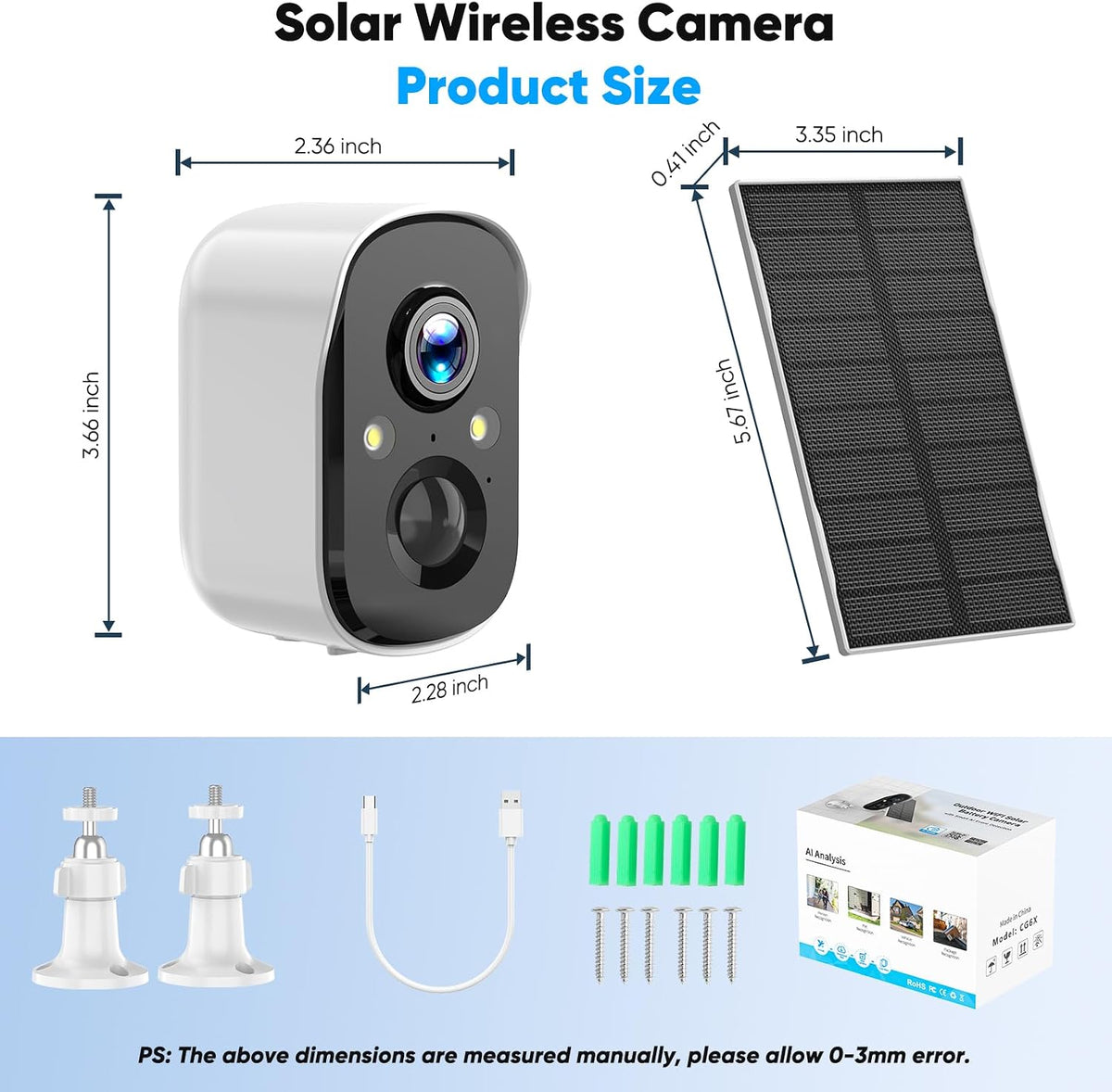 Poyasilon Paquete de 2 cámaras solares de seguridad inalámbricas pa...