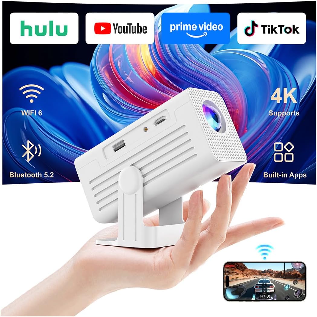 Mini proyector con Wifi y Bluetooth, proyector inteligente compatib...