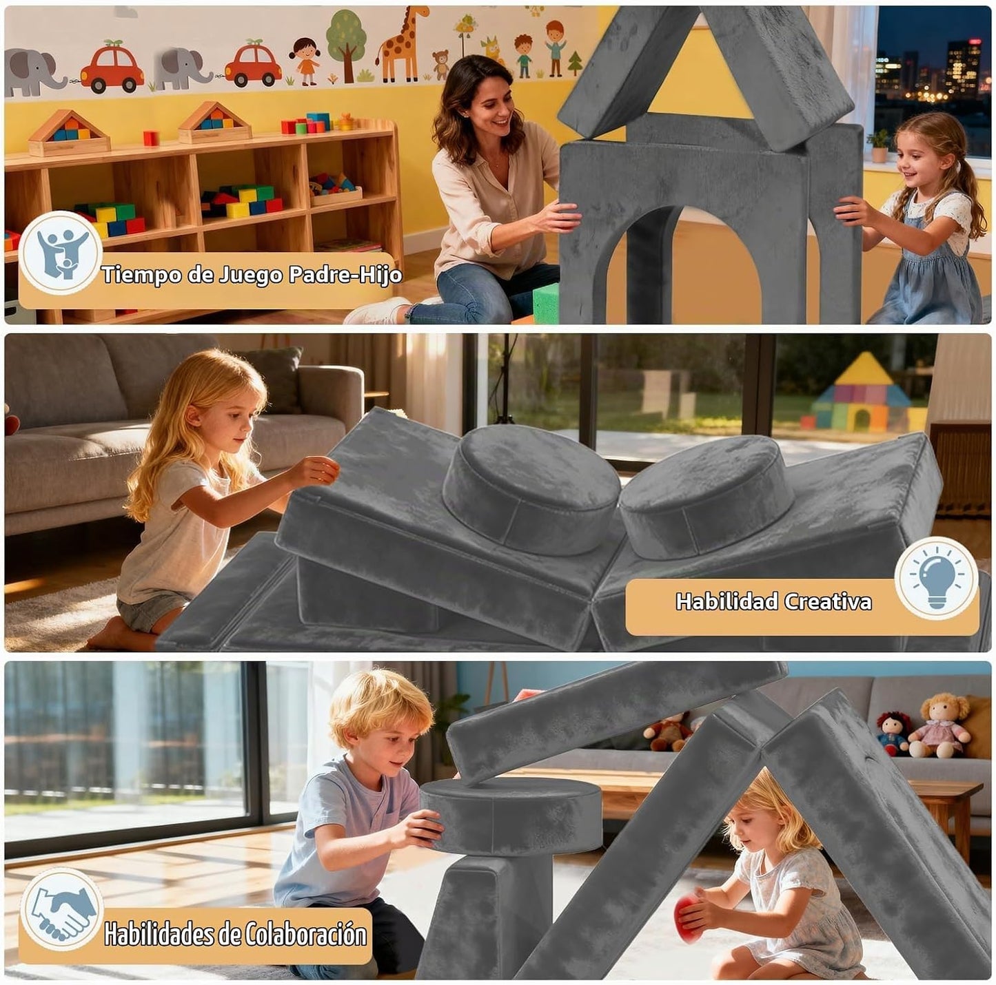 Decmuerx Sofá modular de juego para niños, 12 piezas, sofá modular...