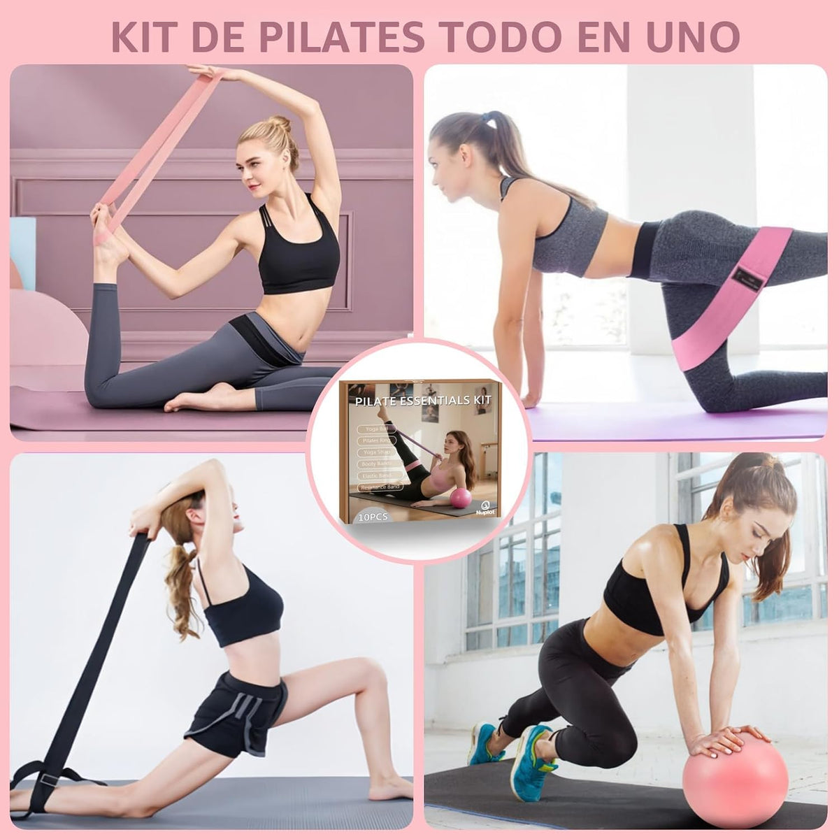 Nuplot Kit esencial de yoga y pilates para mujer, kit de pilates Be...
