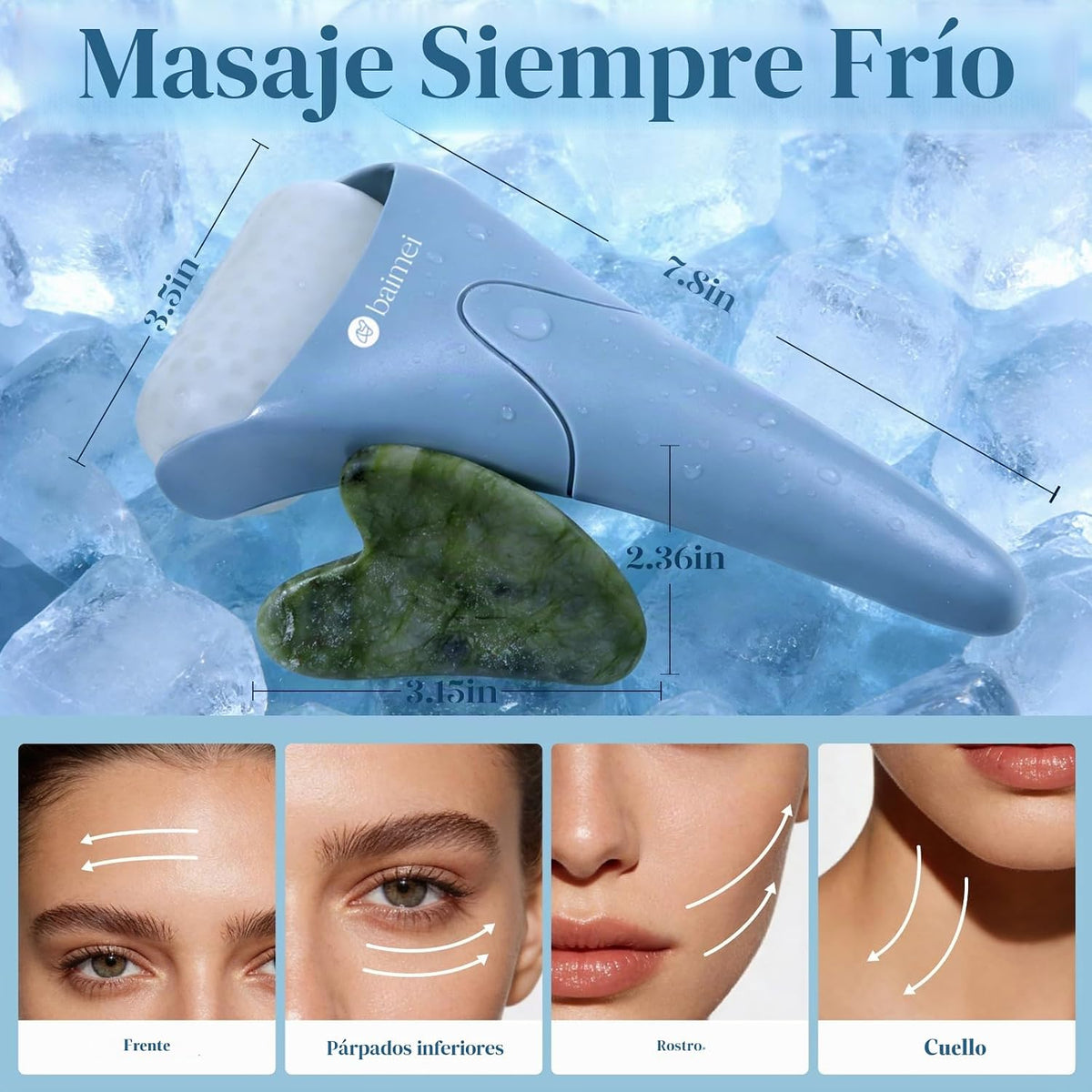 BAIMEI IcyMe - Rodillo de hielo para cara y juego de herramientas f...