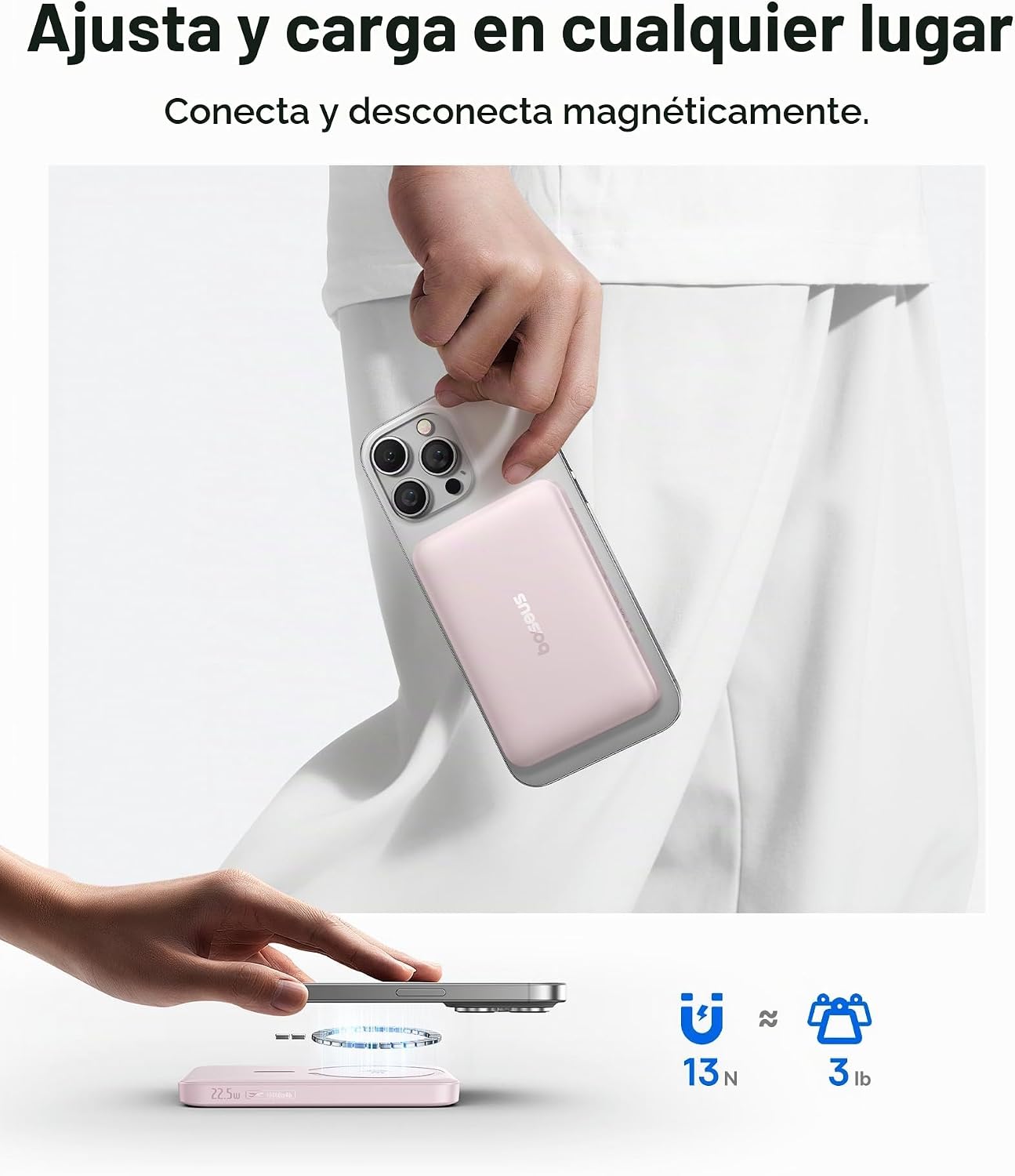 Baseus - Cargador portátil para MagSafe, banco de energía magnética...