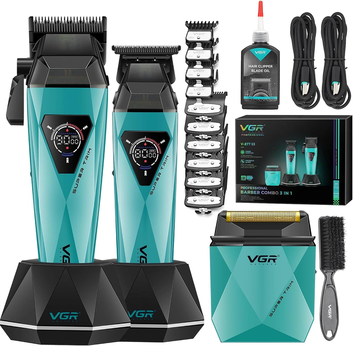 VGR 877S3 - Cortadora de pelo para hombre, kit profesional de corte...