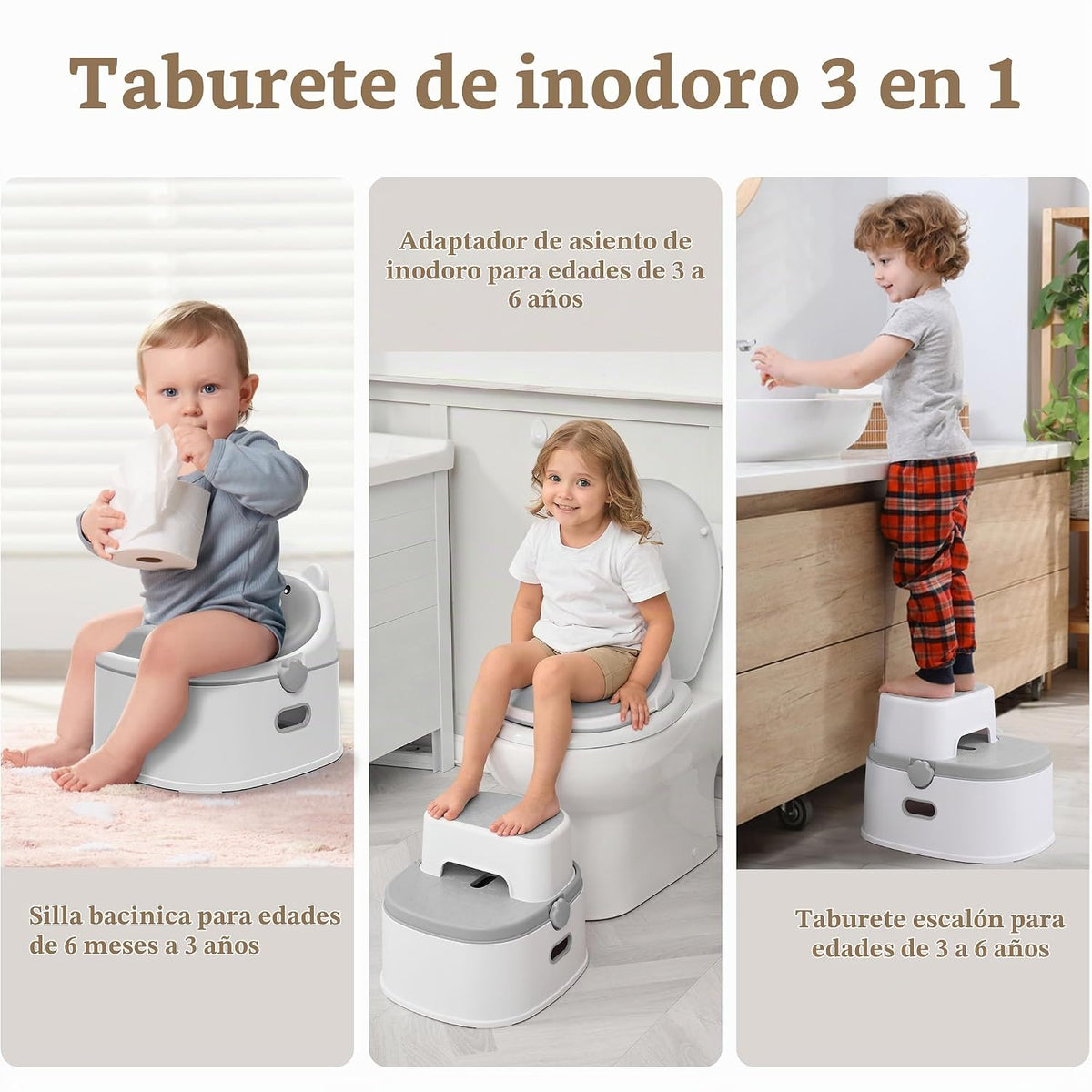 Inodoro de entrenamiento 3 en 1, orinal portátil, asiento de entren...