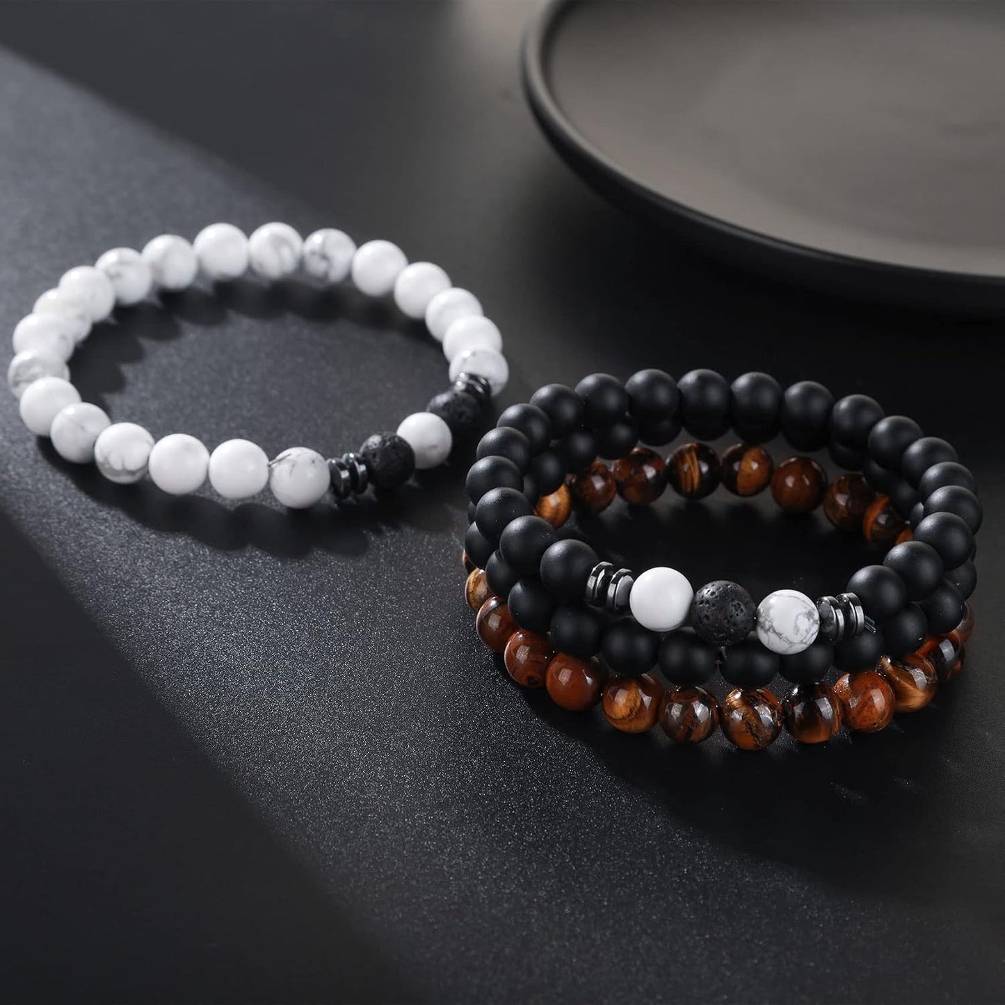 Pulsera de ojo de tigre RANKEEF para hombres 8mm de piedra natural...