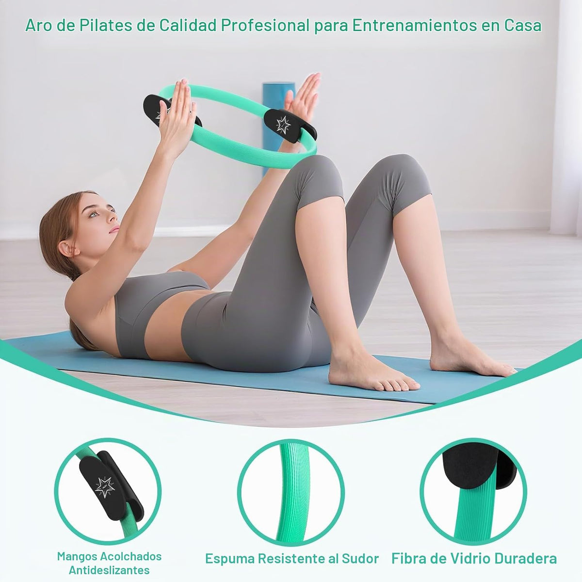 Muuruu Equipo de kit de Pilates, anillo y pelota de Pilates para mu...